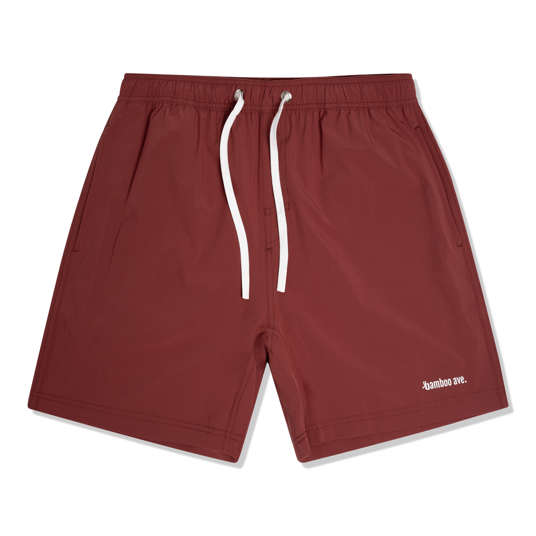 Rich Maroon 7 inseam Shorts for Men Maroon Shorts Bamboo Ave