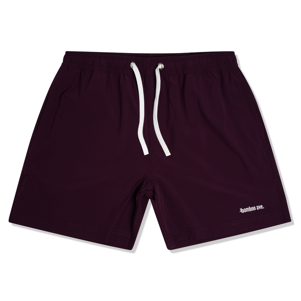 Bold Plum 5” inseam Shorts For Men Elevate Your Look Bamboo Ave.