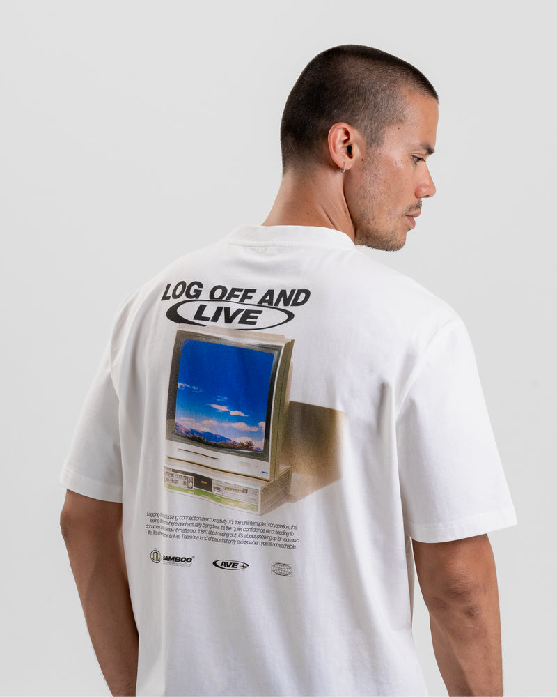Log Off & Live Graphic Tee - White