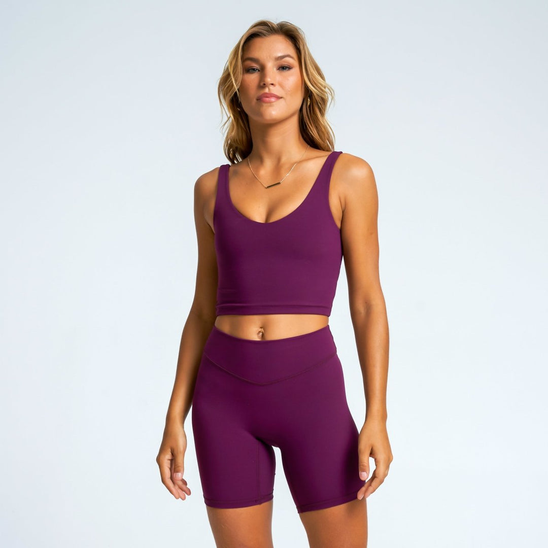 Apricot Idyllic shorts elastic waist purple piping organic cotton homewear  - Balzac Paris